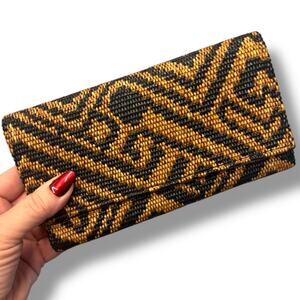 Patricia Nash Rattan Trifold Wallet Clutch Woven Geometric Boho Tribal Weave